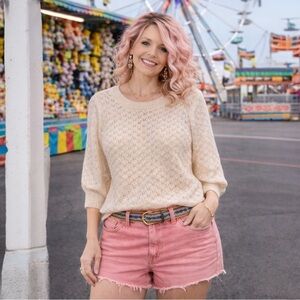 KAFFE Ivory Knit Pullover NWT Feminine Boho Chic Scandinavian Sweater M